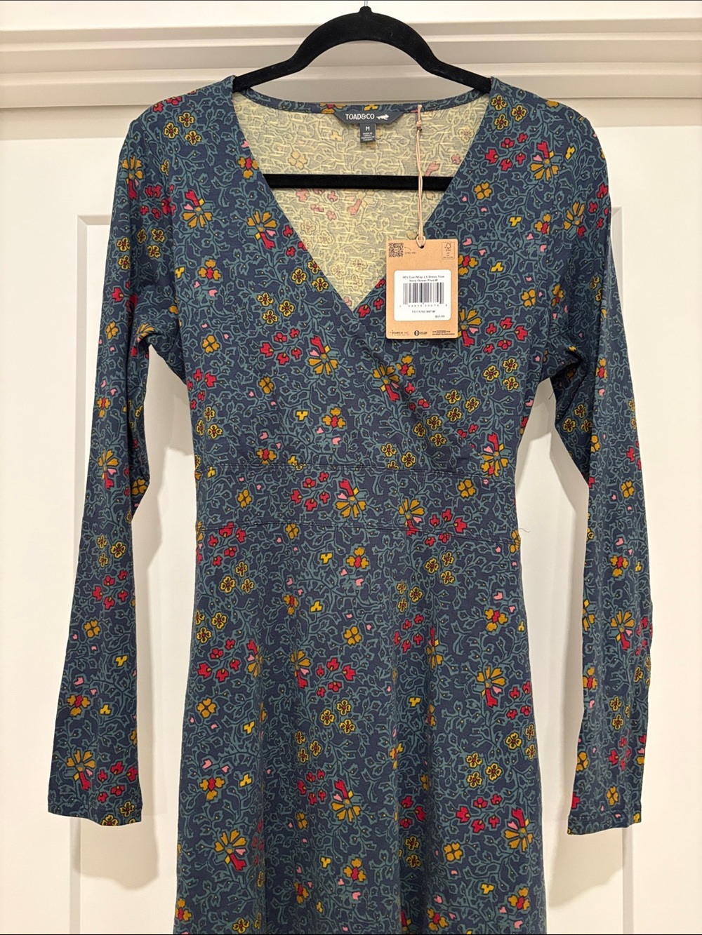NWT [Toad&Co] Cue Wrap V-Neck Long-Sleeve Stretch Tie Dress w/ Pockets Women’s M - Picture 8 of 16